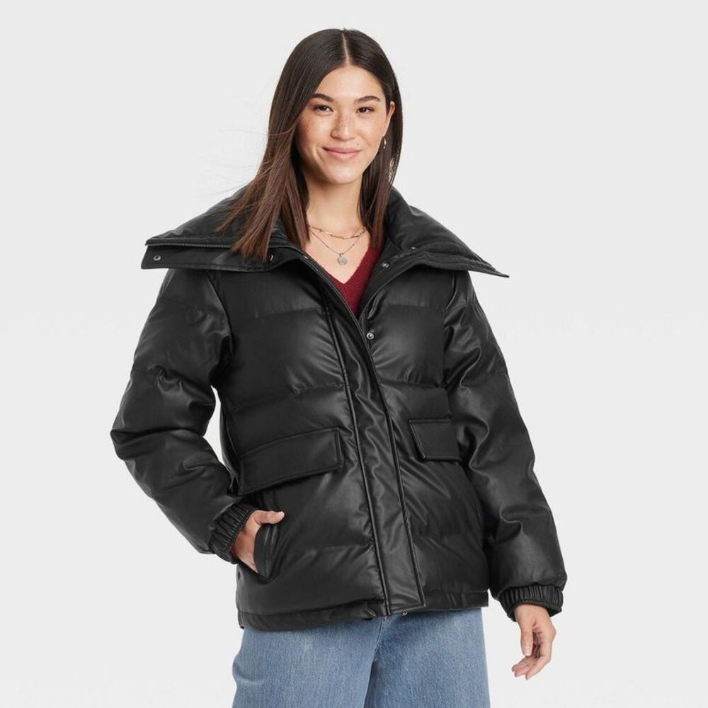 Women's Mid Length Puffer Jacket - Universal Thread Black S